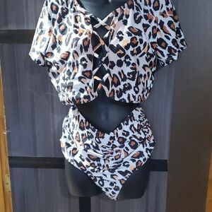 Leopard Print Two-Piece Swimsuit
